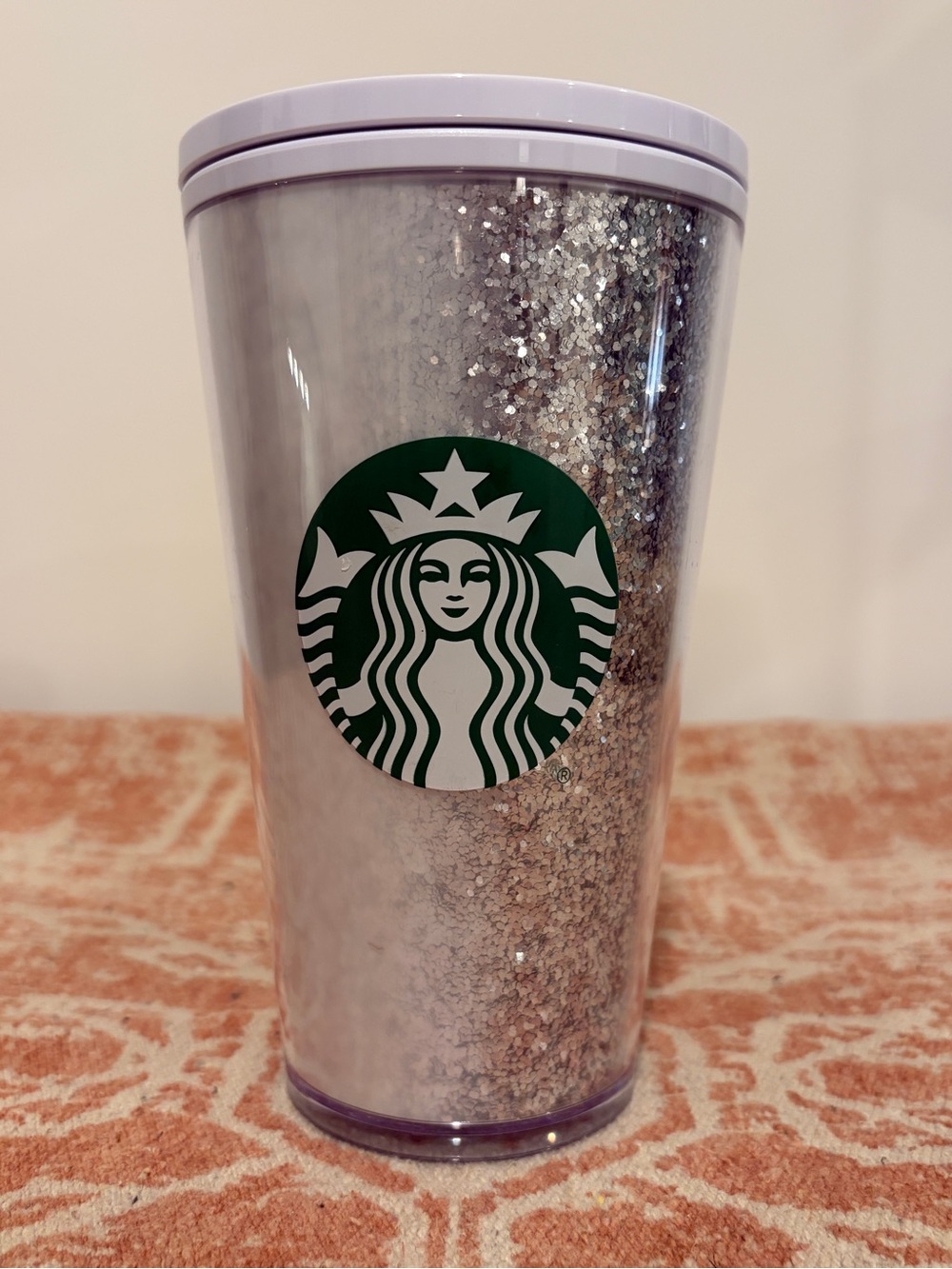 Starbucks 16 oz White Holiday 2020 Silver Glitter Ombre Grande Cold Cup Tumbler